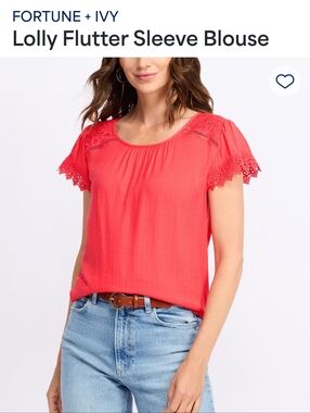 NWOT Fortune + Ivy Lolly Flutter Sleeve Blouse - Coral Pink XXL